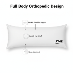 Full Body Bolster Pillow Hollowfiber Filled Long Body Pillow, Medium Firm Support Cushion for Side Sleepers, Maternity Comfort, Back & Neck Support