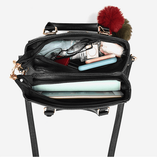 Large Capacity Shoulder Bag Leather Messenger Bag Trendy Handbags With Pendant,Multi-Compartment, Zipper Closure, Adjustable Strap, Elegant and Stylish Design, Ideal for Everyday and Travel Use