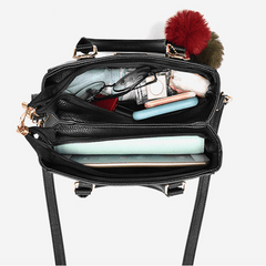 Large Capacity Shoulder Bag Leather Messenger Bag Trendy Handbags With Pendant,Multi-Compartment, Zipper Closure, Adjustable Strap, Elegant and Stylish Design, Ideal for Everyday and Travel Use