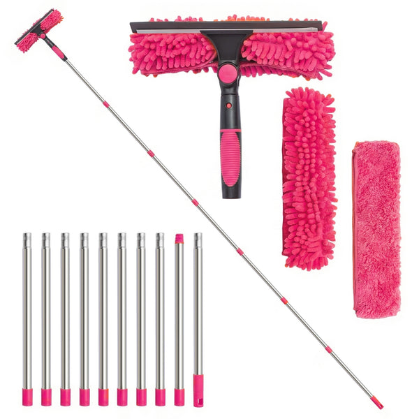 4M Window Squeegee Set Glass Cleaning Tool with Extension Poles & Washer for Indoor and Outdoor Use