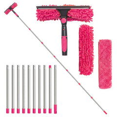 4M Window Squeegee Set Glass Cleaning Tool with Extension Poles & Washer for Indoor and Outdoor Use