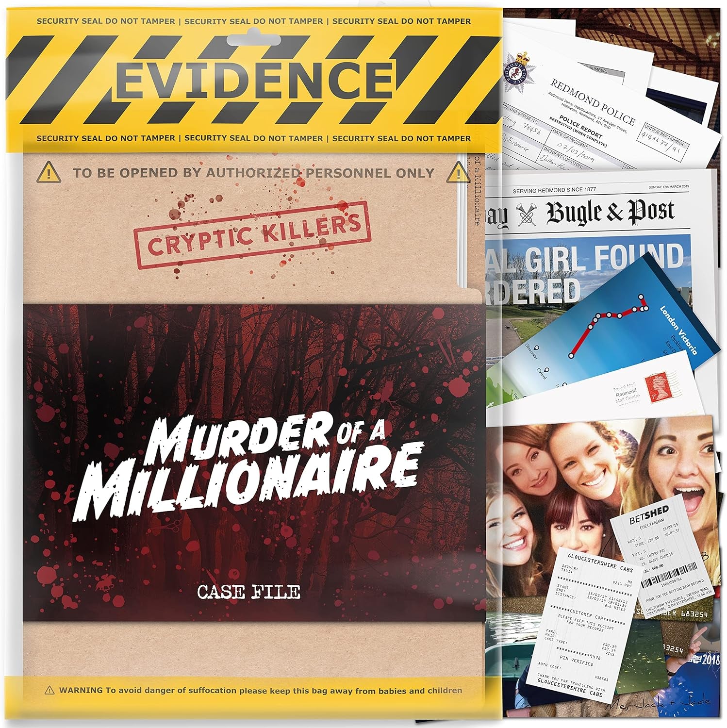 Cryptic Killers Unsolved Murder Mystery Game - Cold Case Files Investigation Detective Clues/Evidence - Solve the Crime - for Individuals, Date Nights & Party Groups - Murder of a Millionaire