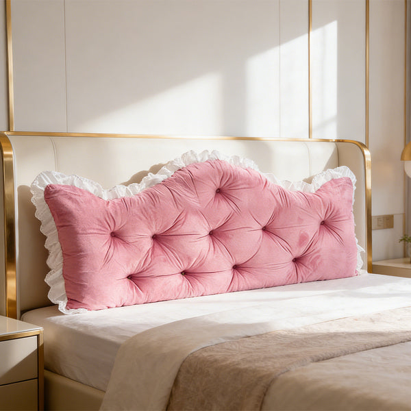 Large Ultra-Soft Comfortable Plush Backrest Pillow, Princess Style Reading Cushion, Neck and Back Support, Luxurious Fashionable Home Style Multifunctional Lace Ruffled Headboard Cushions, Suitable for Bedroom, Living Room, Dorm, Sofa Home Decor, Machine