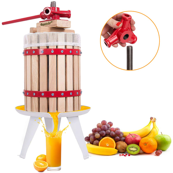 Fruit Press with Straining Bag & Steel Legs - Cider Making Kit - Manual Juice Maker for Apple Press, Grapes, Berries, Cider Press and Wine Juice Press