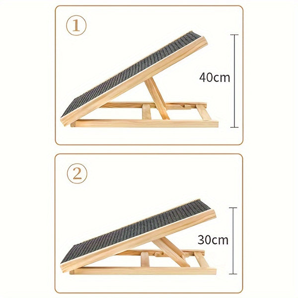 Adjustable Height Dog Ramp with Non-Slip Surface & Sturdy A-Frame Design - Foldable Pet Stairs with Soft Cushioned Steps, Portable Ramp for Beds, Sofas, Cars - Ideal for Small & Large Dogs, Elderly Pets, Dachshunds, Poodles, Labrador Retrievers - Du