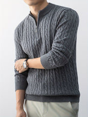 Christmas Gift for Men, New Twist Zipper Collar Pullover Sweater, Autumn And Winter Style, with Velvet, Thickened, Warm And Cold-Resistant, Can Be Worn Inside Or Outside, Casual And Versatile Essential, Knit