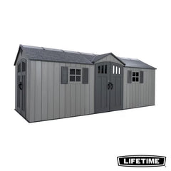 Lifetime 20Ft X 8Ft (6 X 2.4M) Rough Cut Dual Entry Outdoor Storage Shed - Model 60456