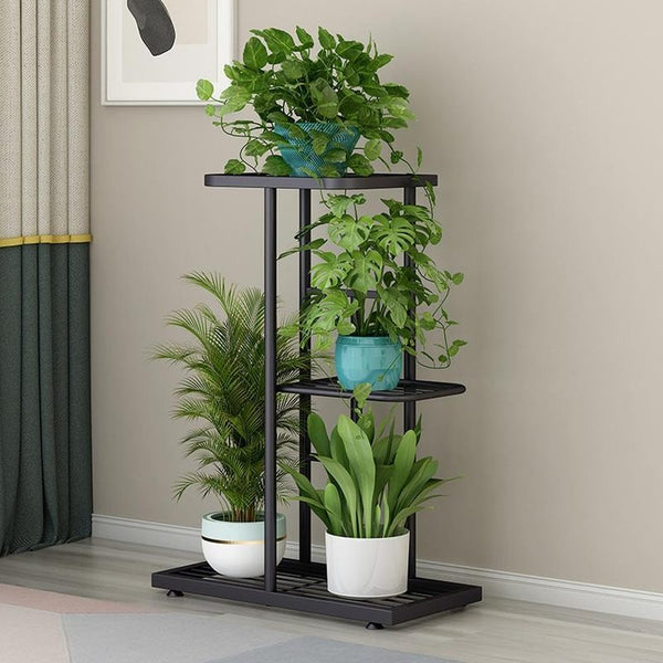Plant Stand, 3-Tier Indoor Metal Plant Stand, Dark Gray, Multi-Level Flower Shelf for Small Pots, Ideal for Living Room, Balcony, Garden, Patio, and Home Decor