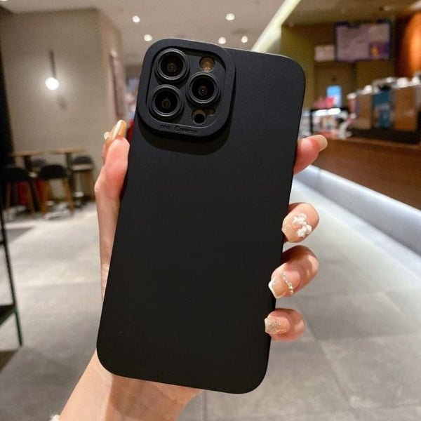 Matte Silicone Phone Case For iPhone 15 14 13 12 11 Pro Max XR XS X 8 7 14 15 Plus SE 2020 Camera Lens Portector Soft Cover