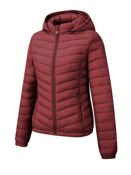 Women's Autumn/Winter Fashion Simple Versatile Lightweight Commuter Hooded Padded Coat with Pockets