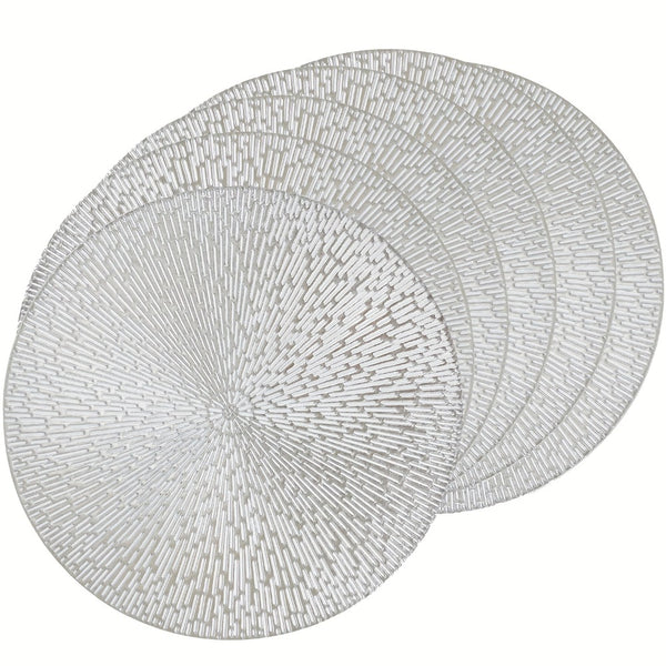 6pcs Round PVC Hollow-Out Placemats | Gold/Silver/Rose Gold | 15