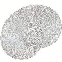 6pcs Round PVC Hollow-Out Placemats | Gold/Silver/Rose Gold | 15