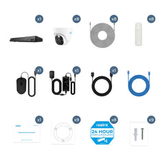 Reolink 12MP (4K+) UHD NVR Poe AI 16 X Channel / 8 X Dome Camera Kit with 4TB HDD