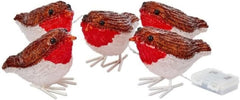 Marco Paul 5 Pack LED Robins Christmas Decorations Battery Operated String Lights with Auto Timer Indoor & Outdoor Festive Xmas Bird Ornaments Novelty Seasonal Home Décor