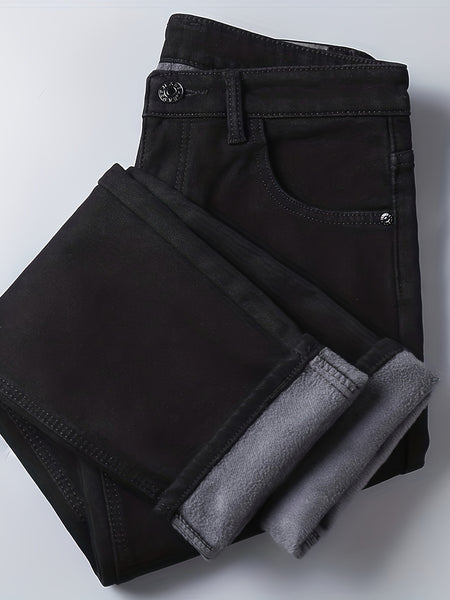 Black Fleece-Lined Jeans