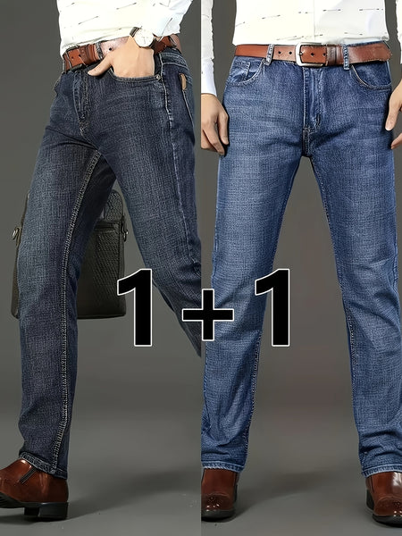 Classic Design Semi-Formal Jeans, Men's Casual Stretch Denim Pants, Suitable for All Seasons Business in the Middle East
