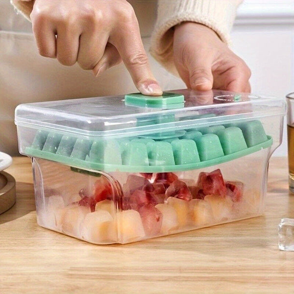 Double Layer 68 Grids Ice Cube Tray with Lid Party Bar Ice Cube Maker Mould Ice Storage Box, Long Ice Cube Tray, Ice Trays Molds, Ice Cube Container, Freezer Tray, Ice Block Tray, Drink Chilling Accessories, Home Bar Essentials, Compact Storage Box, Stack