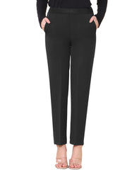 Women Trousers Stretchy Lightweight Finely Stitched Half Elasticated Pull Up Work Formal Pants Inside Leg 27 inches