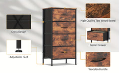 1pc Modern Tall Dresser with 4 Spacious Drawers - Large Storage Cabinet with MDF Wood Top & Sturdy Metal Frame, Freestanding Tall Tower Unit with Legs, 68.58cm+ Height, 3.2 Cu Ft Capacity, Space-Saving Vertical Organizer for Bedroom/Living Room