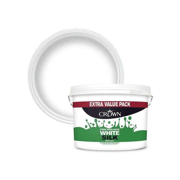 Crown Walls & Ceilings Emulsion Silk Pure Brilliant White 7.5L | Wall'S and ceilings | Value Tub 7.5 Litre