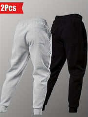 Two-Piece Set Autumn/Winter -Lined Thickened Men's Casual Sports Long Pants Outdoor Hiking Fitness Joggers American Training Basketball Sweatpants