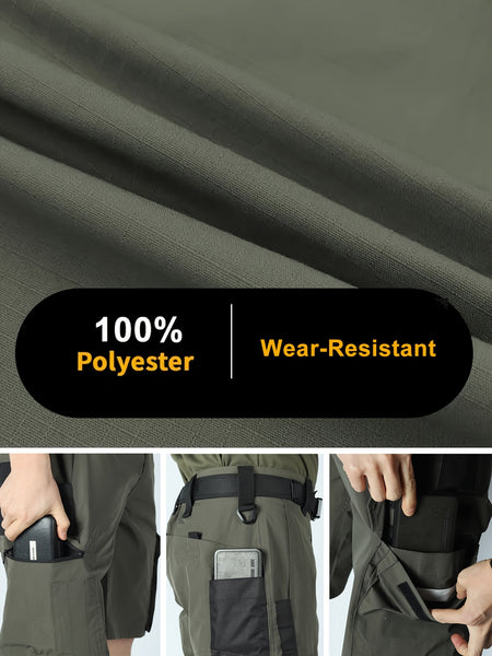 2pcs Men's Tactical Cargo Pants, Durable Multi-Pocket Work Pants for Outdoor Construction Work, Hiking And Trekking, Casual Tactical Pants | Adjustable Waist Pants | Hiking Gear (No Belt)
