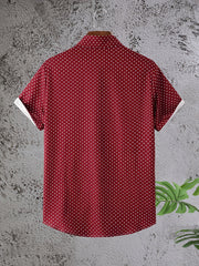 3pcs Men'S Tropical Hibiscus & Palm Leaf Print Short Sleeve Summer Shirts - Breathable Non-Stretch Fabric, Button-Up Collar Casual Button-Up Shirt with Tropical, Hibiscus & Palm Leaf Design, Machine Washable, Perfect For Beach, Vacation