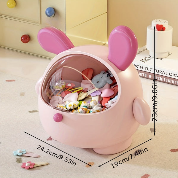Cute Pink Poodle Dog Desktop Organizer Bin with Flip Lid