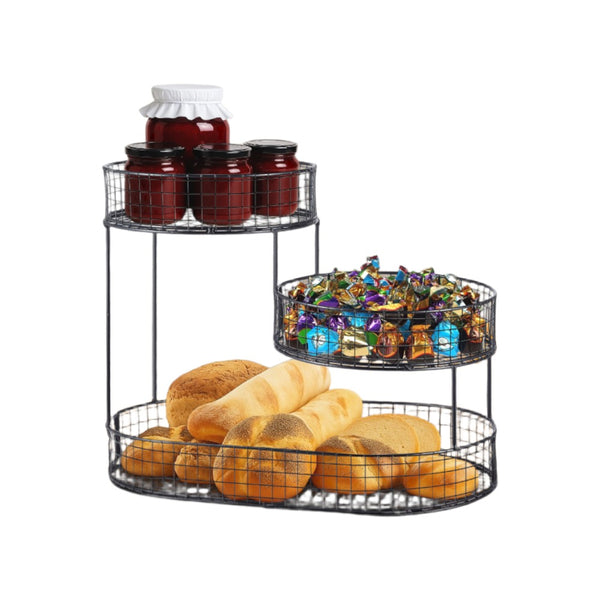 3-Layer Desktop Storage Rack - Iron Fruit Basket & Vegetable Organizer for Kitchen Dining Table, Space Saving Metal Storage Rack
