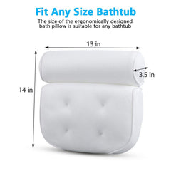3D Mesh Bathtub Pillow with Neck and Back Support - Quick-Dry Vinyl Bath Mat, 6 Suction Cups and Hooks, Machine Washable Spa Accessory, Suitable for Bathtub, Hot Tub - Bathing Aid, Hot Spring Bath, Shower Decor, Bath Pillow, Bathtub Bathroom