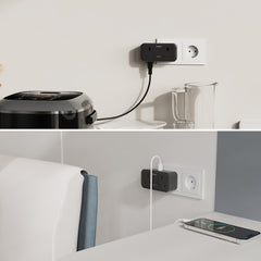 UK to EU Travel Adapter with 3 USB Ports & 2 AC Outlets - 3250W Power Max, 2-Pin Sockets for Germany, France, Spain, Greece, Netherlands, Poland, Portugal - White/Black