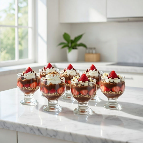 6pc Tulip Glass Dessert Cups – Ice Cream Bowls | Elegant, Clear, 5.6oz Each
