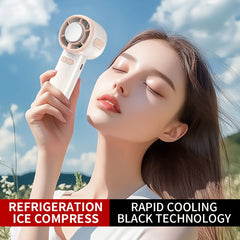 Cooling High-Speed Handheld Fan, Folding Turbo Mini Fan With 2000mAh Battery Capacity, Superconducting Ice Porcelain Cooling Technology - LED Display, Portable And Powerful For Personal, USB Rechargeable