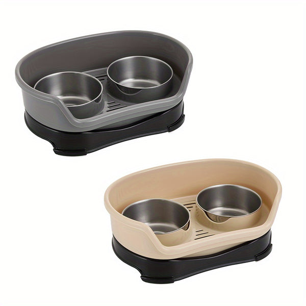 Raised Dog Bowls for Cats and Dogs, Elevated Dog Cat Food and Water Bowls Stands Feeder Dishes with 2 Stainless Steel Bowls, 2 Colours Available