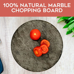 Homiu Round Marble Chopping Boards (Black/White - 25x25x2cm), Heat Resistant Worktop Protector, Cutting Board for Kitchen, Non-Slip Easy to Clean Chopping Board, Hard-Wearing Marble, Classic Elegant Design, Ideal for Gifts, Multi-use as Cheese board, Frui