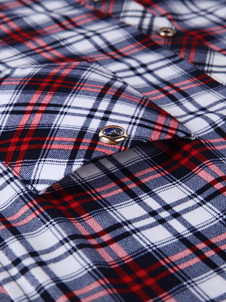 2pcs Set of Long-Sleeved Men'S Shirts, Autumn Men'S Clothing, Plaid Button- Shirts