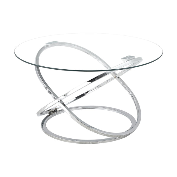 Round Abstract Chrome Effect Coffee Table In Silver Or Gold