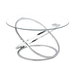 Round Abstract Chrome Effect Coffee Table In Silver Or Gold