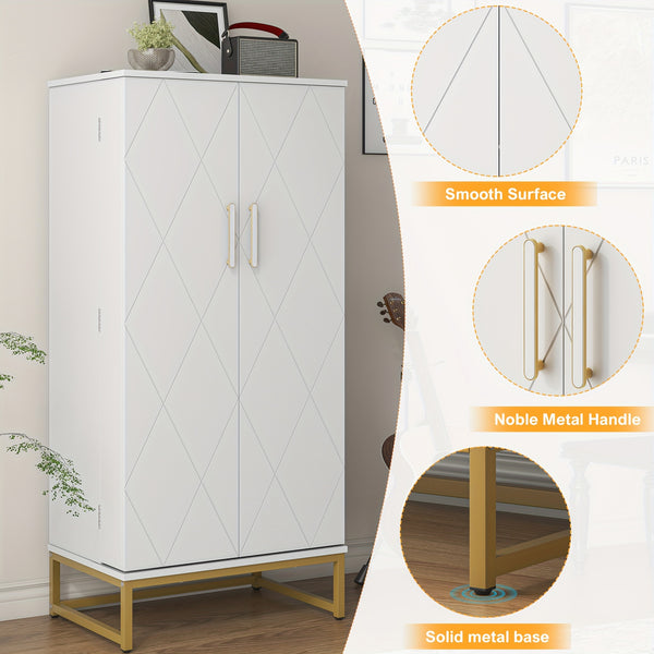 129.54cm Kitchen Cupboard Pantry with Doors And Adjustable Shelves, White Storage Cupboard, Freestanding Storage Cabinet for Kitchen, Living Room And Dining Room Kitchen Organizers And Storage