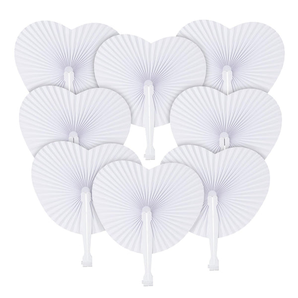 Heart Shaped Folding Paper Fans, White Accordion Fans, Decorative Ornaments for Wedding Party, Birthday, Festival