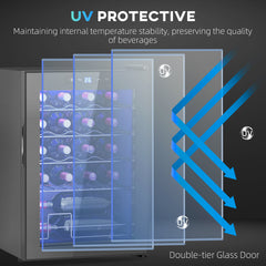 Freestanding Wine Cooler Fridge, 20 Bottle, 53 Litre Capacity, 43cm Quiet Under Counter Compressor Drinks Beer Wine Fridge with Glass Door, LED Light, Digital Touch Screen, Temperature Control