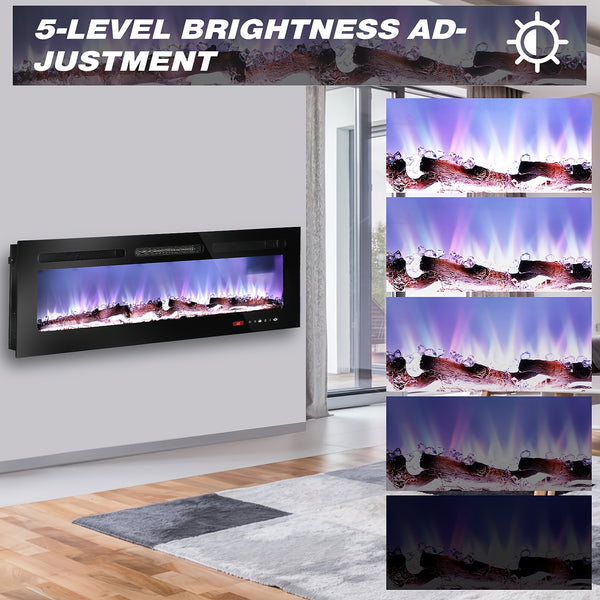 2-Stage Heater with Large Ventilation Holes | 2 Control Modes, 20 Mixed Flames, 5 Brightness Levels, Overheat Protection, 5-Level Flame Adjustment, Timer Function, Square Shape, 220V-240V, British Specification Plug, Brand: Oyajia