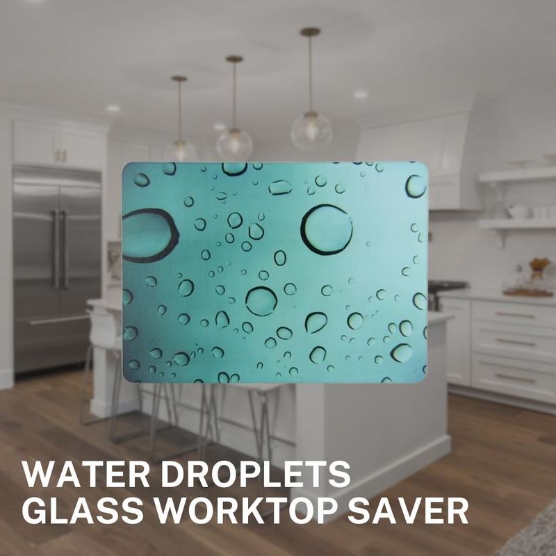 Water Droplets Glass Worktop Saver Protector Chopping Cutting Board - 28x38cm