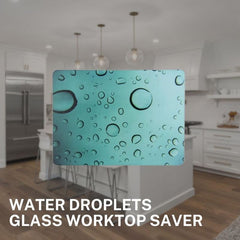 Water Droplets Glass Worktop Saver Protector Chopping Cutting Board - 28x38cm