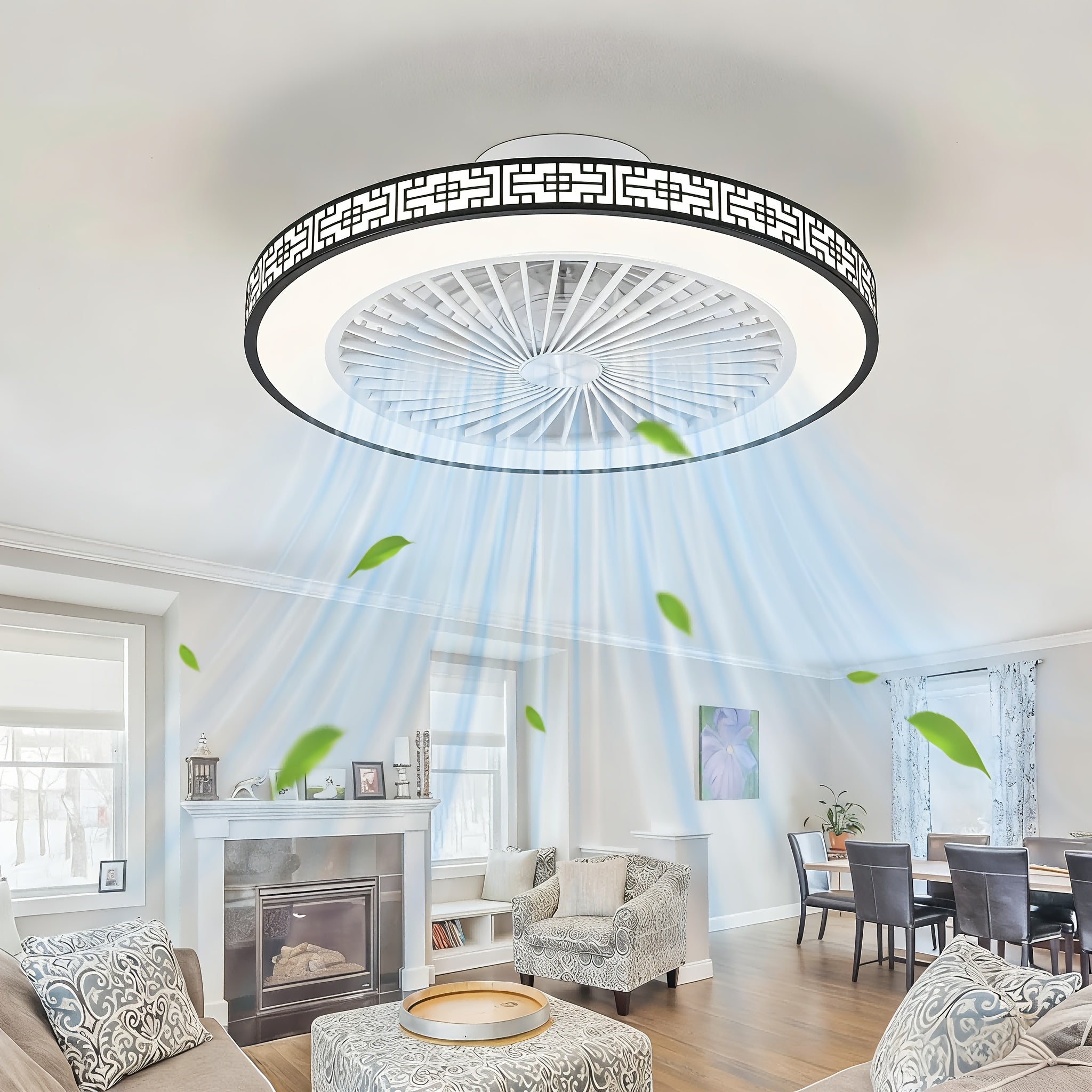 50cm Ceiling Fan with Lights And Remote Control Low Profile Ceiling Fans Dimmable 3 Colour Temperatures Quiet Reversible Flush Mount Ceiling Fan with Light for Bedroom Kitchen