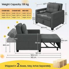 Costoffs 3-in-1 Convertible Sleeper Chair Bed, Tufted Futon Sofa Chair with Adjustable Backrest & Back Pillow, Multi-Function Sleep Chair Bed for Small Space, Apartment, Studio, Guest Room, Home Living Room Furniture