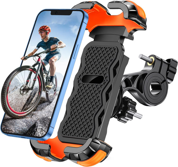 Glangeh Bike Phone Holder, [Secure Lock] 8S Quick Install Anti-Fall Motorbike Phone Holder, 360° Rotating Bike Phone Mount for 4.7”-6.8” Mobile Phones, Cycling Bikes Stand Fits Mountain/Scooter/Dirt