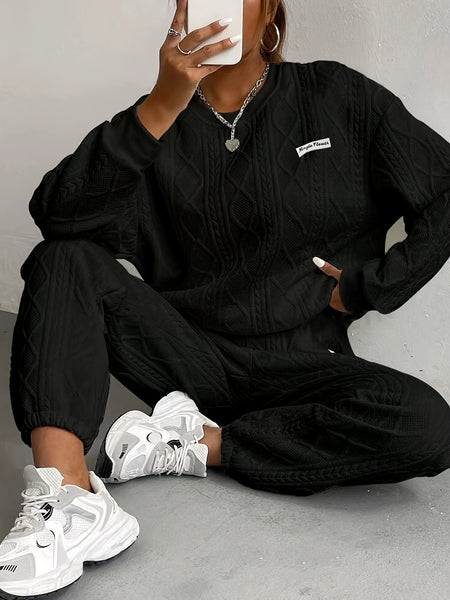 New Women'S Clothing Set Featuring Textured Fabric, Long-Sleeve Sweatshirt, And Long Pants, Stylish And Versatile for Casual Wear
