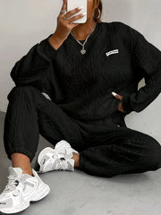 New Women'S Clothing Set Featuring Textured Fabric, Long-Sleeve Sweatshirt, And Long Pants, Stylish And Versatile for Casual Wear