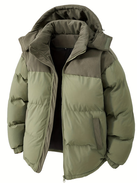 New Men'S Autumn And Winter Thick Corduroy Jacket Casual Warm Coat - Hooded Jacket, Detachable Hood, Warm And Cold-Proof Overcoat, Suitable for Daily And Formal Occasions, Easy-Care Hand Wash Design, Winter Formal Wear, Durable Material